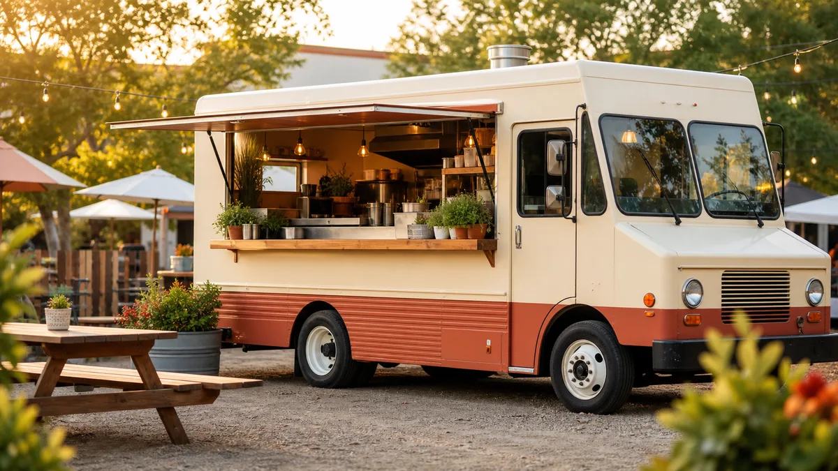 A food truck at an outdoor event.